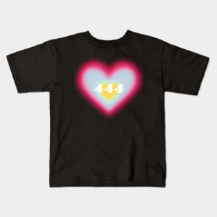 444 angel number heart aura colorful aesthetic Kids T-Shirt